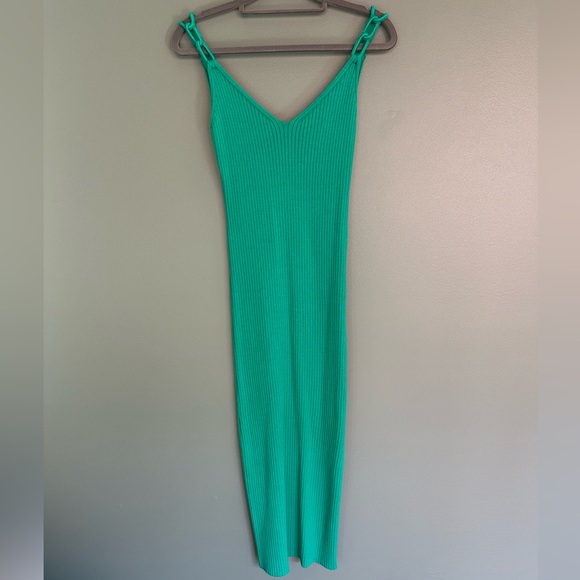 Milly Knit Chain Strap Midi Dress Emerald XS EUC P - Picture 4 of 12